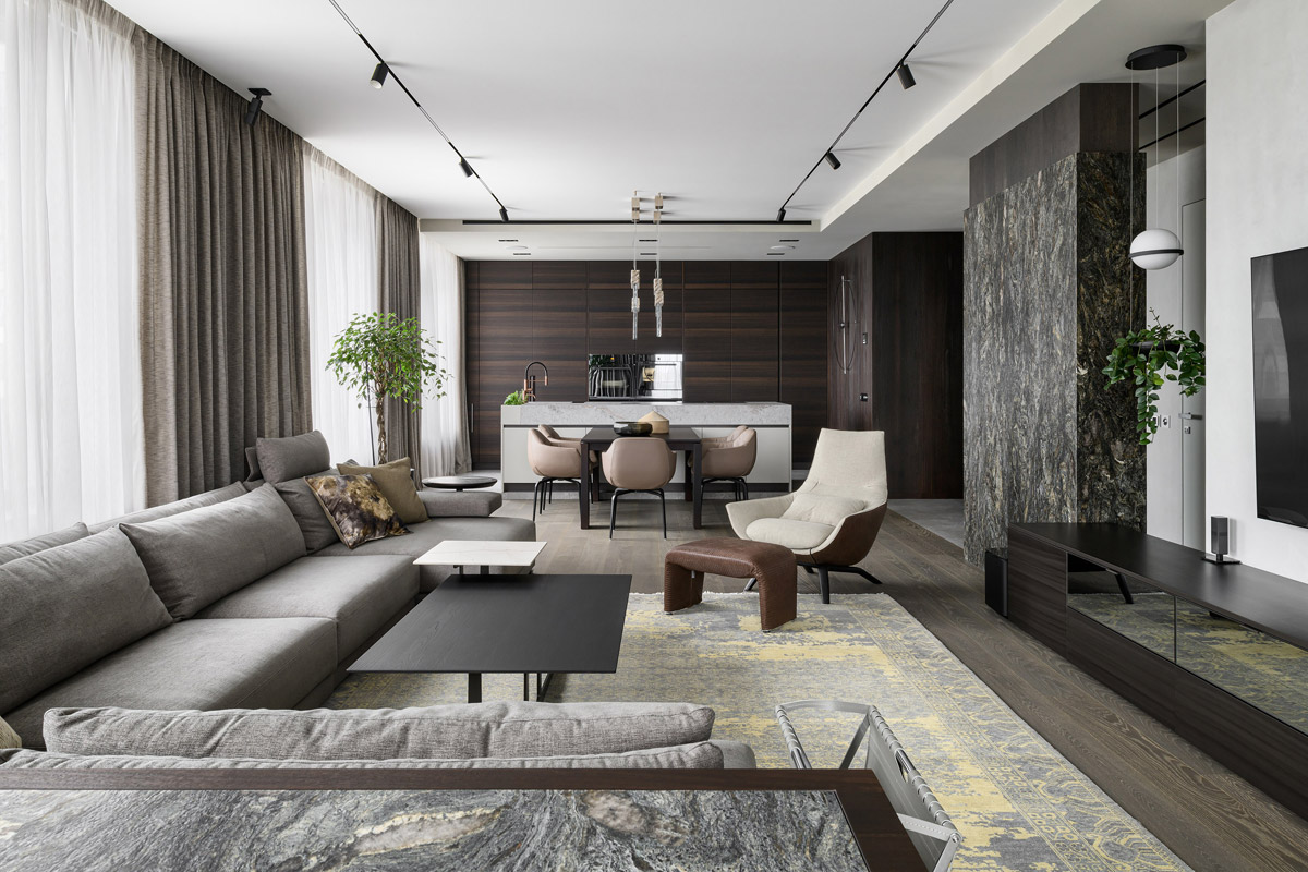 A Modern Family Apartment Design Unites Comfort, Luxury and