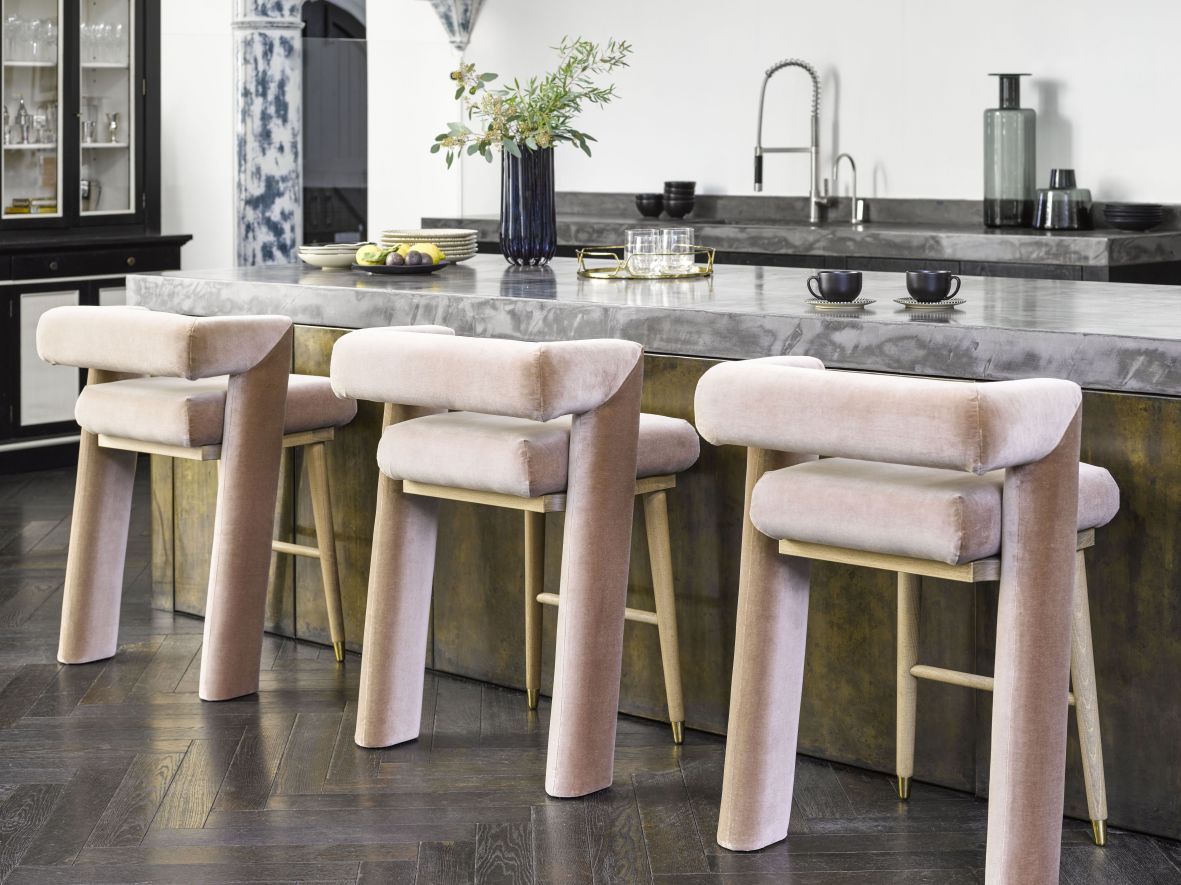 Sofa.com Fonda Barstool in Spiced Latte Smart Velvet, £450
