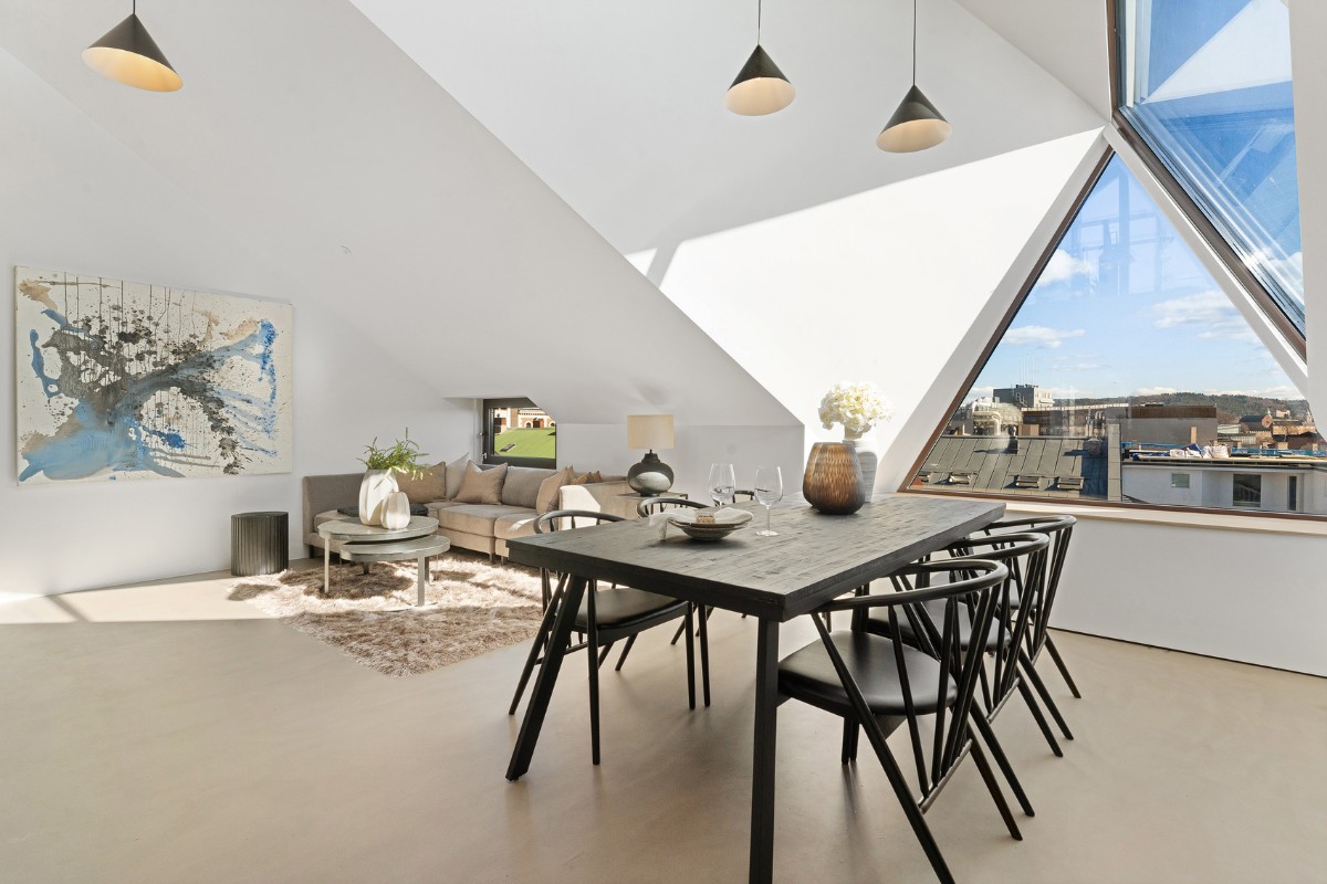 IK-architects, Modern Brutalism: Tom Ford Inspired Attic Apartment in Oslo by IK-architects