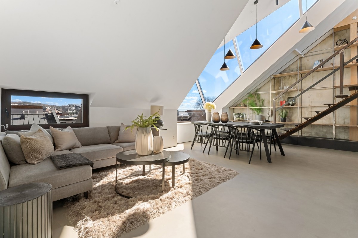 IK-architects, Modern Brutalism: Tom Ford Inspired Attic Apartment in Oslo by IK-architects