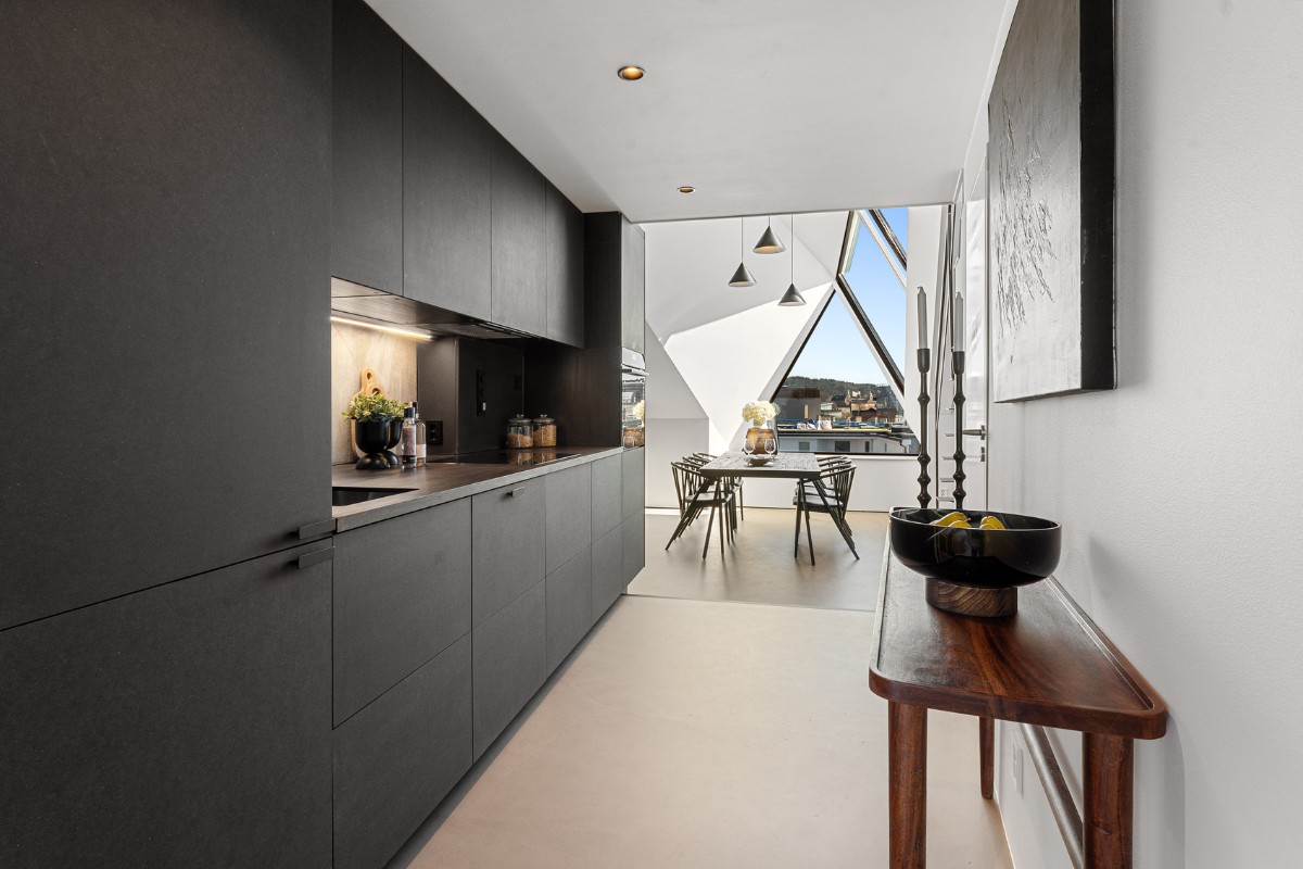 IK-architects, Modern Brutalism: Tom Ford Inspired Attic Apartment in Oslo by IK-architects