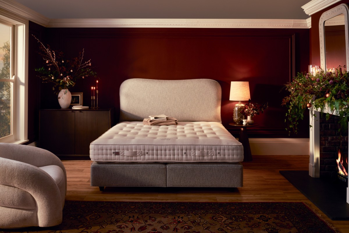 vispring, Devonshire Mattress with Wool De Luxe Divan and Lennox Headboard From Vispring