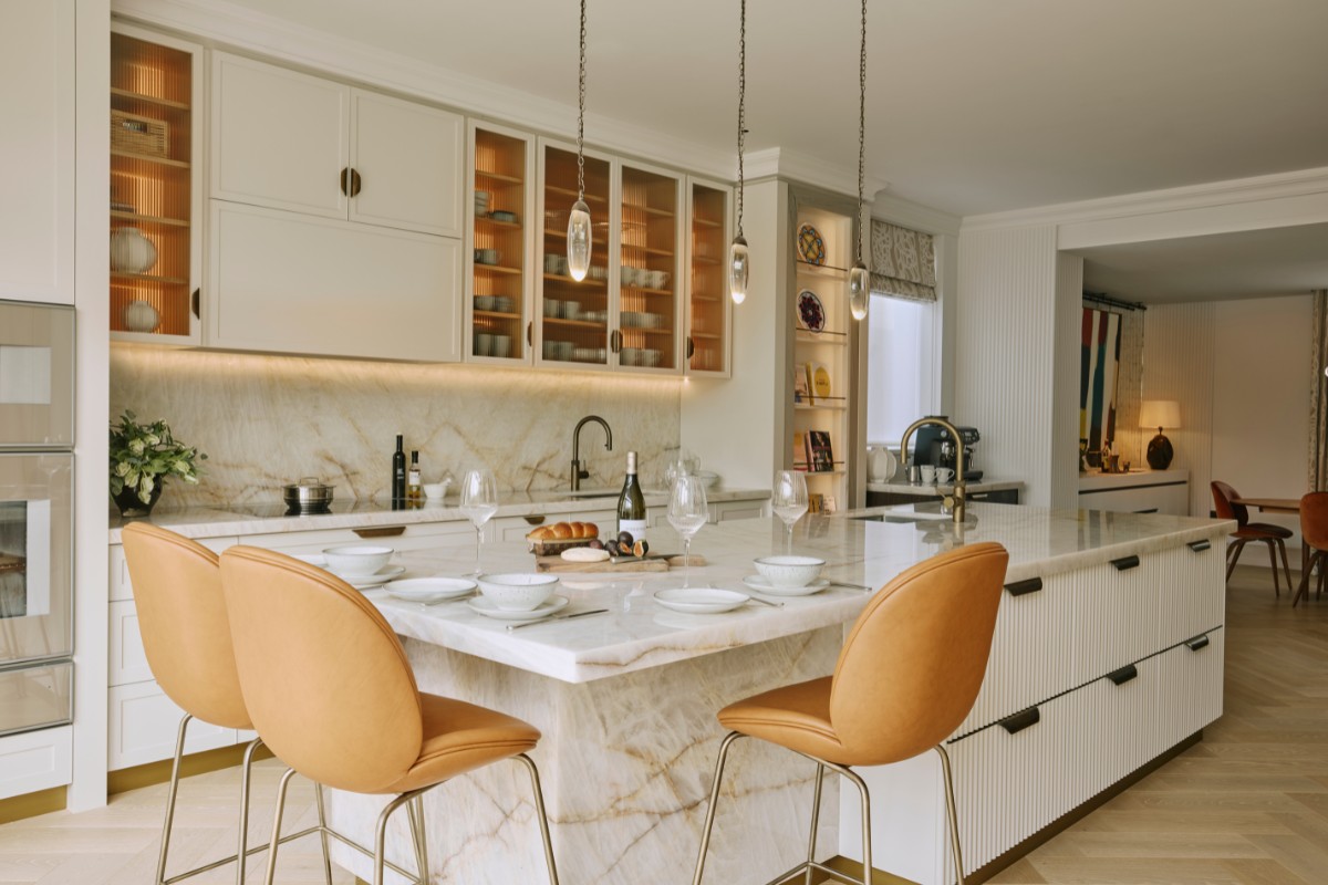 Kitchen, Family Living and Elegant Sophistication Combine in this Open-Plan Kitchen Space